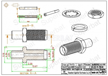 SMA Female Crimp Jack Bulkhead Connector Straight for RG58 LMR195