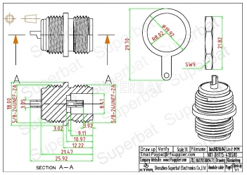 RF Connector N Front Mount Jack bulkhead with Nut and Solder Cup