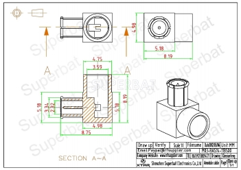 MCX Plug Male Connector Right Angle Solder for Semi-Rigid .141" RG402 Cable