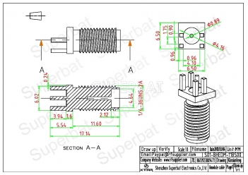 SMA Female Jack Bulkhead Edge PCB Mount Solder for 0.062 inch 1.6mm End Launch