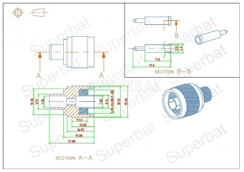 N Plug Male Straight Crimp Connector for LMR400 Cable