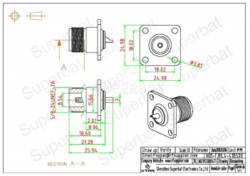 N Jack Female Connector Straight 4 Hole Flange Solder