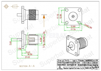 TNC Jack Female Connector Straight 4 Hole Flange Solder