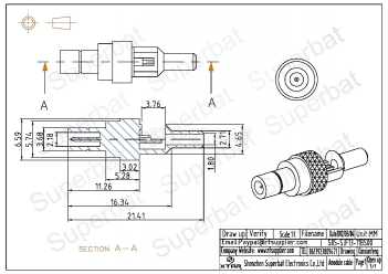 SMB Male Jack Straight RF Coax Connector Solder for 1.13 Cable