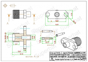 RP SMA Jack Male Straight 2 Hole Flange Connector for Semi-Rigid .086" RG405 Cable