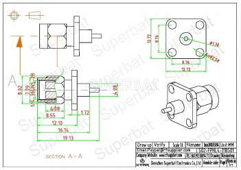 RP SMA Plug Female Straight 4 Hole Flange Solder Connector