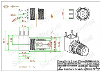 TNC Jack Female Connector Right Angle Bulkhead Solder