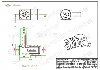 Gold Plated SMB Female Plug Right Angle RF Coaxial Connector for RG316 RG174