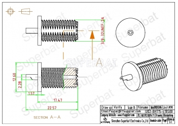 Mini UHF Jack Female Connector Straight Bulkhead Solder