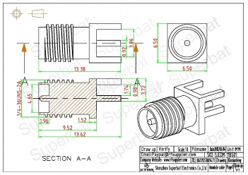 RP SMA Jack with Male pin Connector Straight Solder .062 inch End Launch