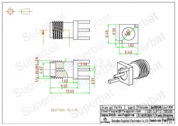 SMA Female PCB Mount 2 Pin feet Straight Connector