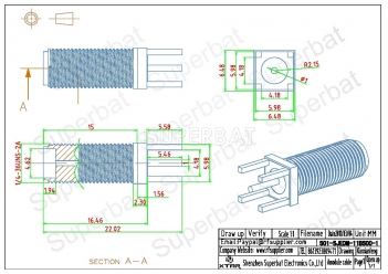 Customized Type SMA Jack Female Connector PCB Mount Straight Total length 22mm Thread length 15mm