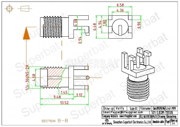 Customized Type SMA Jack Female Straight Connector for 0.062 inch End Launch PCB