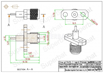 RP SMA Jack Male 2 Hole Panel Mount Flange Solder Connector