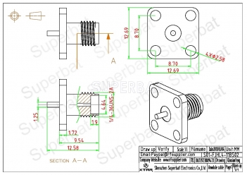 SMA Female Jack RF 4 Hole Flange Solder Straight Connector