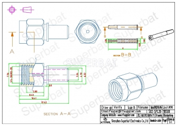 Superbat RP-SMA Plug female Crimp connector for LMR200 cable