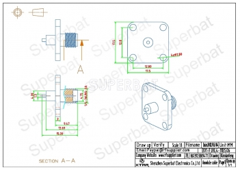 Customized type SMA Female Jack Straight 4 Hole Flange Mount Connector