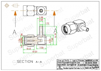 RP SMA Plug Female Right Angle Crimp Connector for RG316 RG174