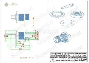 RP TNC Jack with Male pin Connector Straight Bulkhead With O-Ring Crimp LMR-195