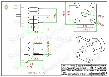 SMA Male 4 Hole Flange Panel Plug Straight Solder Connector