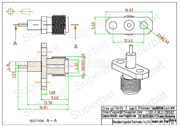 SMA Female 2 Hole Flange Jack Connector Straight with Solder Tab Pin