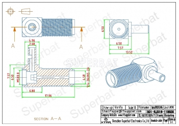 RF Coaxial Connector 90 degree SMA Female Right Angle Cable Mount Crimp Connector for RG174 RG316