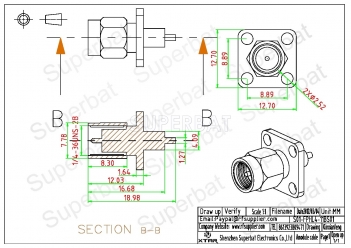 SMA Male 4 Hole Flange Plug Solder Connector with external insulator