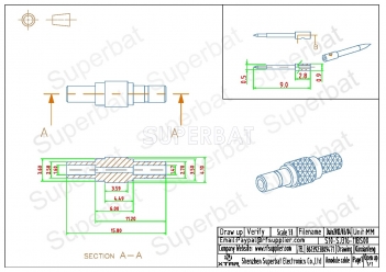 SSMB Jack Male Connector  Straight Crimp for RG316