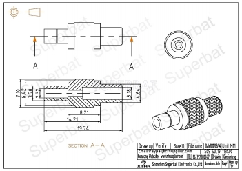 SMB Male Jack Straight Crimping Cable Connector for LMR-195