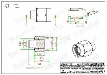 Superbat SMA Male Solder Connector for 0.141" RG402 Semi Rigid Cable