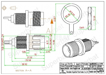 TNC Jack Female Connector Straight Bulkhead Solder