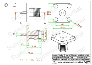 SMA Connector 4 Hole Flange Jack Female Solder Connector