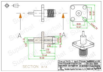 SMA Female Panel 4 Hole Flange Jack Insulator Connector Straight