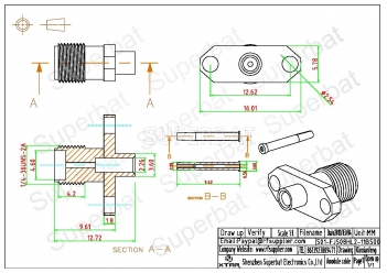 SMA Female 2 Hole Flange Straight Connector for Semi-Rigid 0.086" RG405 Cable