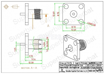 RP SMA Jack Male Straight 4 Hole Flange PCB Solder Connector