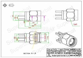 RP SMA Plug Female Straight Solder .062 inch End Launch Connector