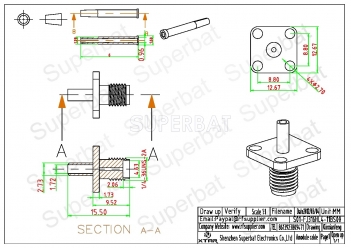 SMA Female 4 Hole Flange Panel Jack Crimp Connector for RG316 RG174 Cable