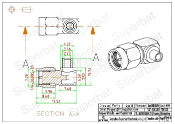 SMA Plug Male Right Angle Connector for Semi-Rigid 0.086" RG405 Cable