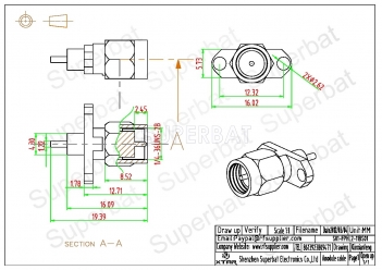 SMA Male Panel Mount Flange 2 Hole Solder Connector