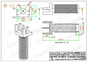 SMA Jack Female Connector Straight PCB Mount for 0.062 inch End Launch