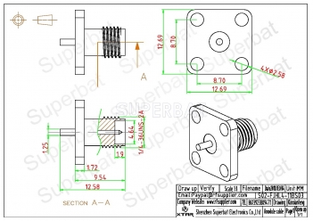 RP SMA Jack Male 4 Hole Flange Panel Mount Connector