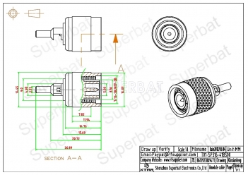 TNC Male straight connector for RG316 cable assembly