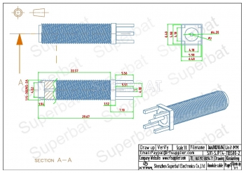 Customized SMA Jack Female Vertical PCB Connector Thread Length 22.5mm Toal Length 29.5mm