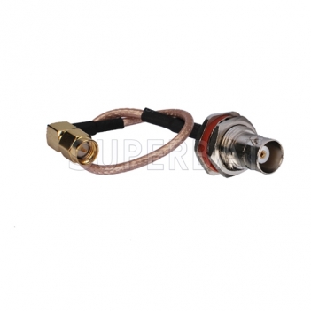 BNC Female Bulkhead with O-ring Straight to SMA Male Right Angle Pigtail Cable RG316 Coax RF Coaxial Cable