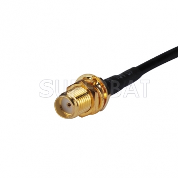 RF cable assembly MC-Card Plug right angle to SMA female bulkhead pigtail cable RG174