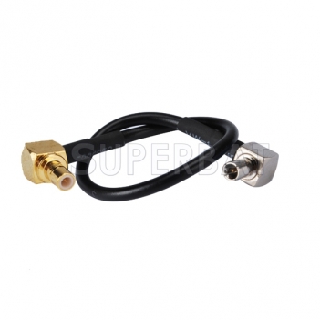 Pigtail cable TS9 Male RA to SMB female RA RG174 15cm