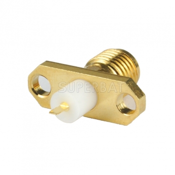 SMA Female 2 Hole Flange Panel Mount Straight Solder Connector