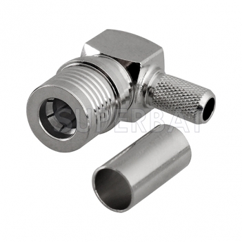 QMA Plug Male Connector  Right Angle None Crimp LMR-195