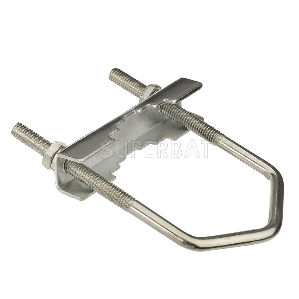 U-Bolt Assembly Heavy Duty 1 1/2 Inch Wide Antenna Mast Clamp Support Bracket Mast Pipe Bracket Connection Assembly 
