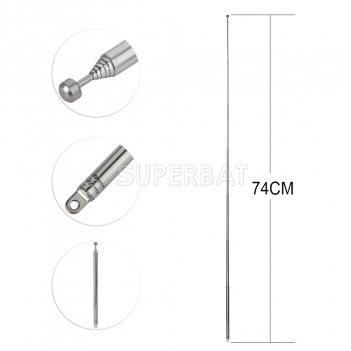 Superbat Indoor New High Quality AM FM Radio 7 Sections Telescopic Antenna Aerial for Radio TV